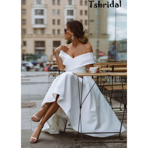 النساء الخامس الرقبة وصيفة الشرف فساتين جيوب قبالة الكتف الزفاف حزب اللباس - Product Image 3