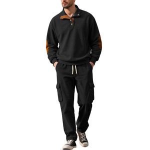 Conjunto de Sudadera y Pantalones de Pana para Hombre, Cuello Alto, Pantalones de Trabajo, Chándal para Otoño e Invierno - Product Image 5