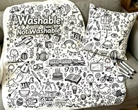 Couverture à colorier soi-même pour enfants et adultes, couverture à personnaliser sans marqueurs acryliques, animaux, couverture à colorier soi-même, décoration intérieure
