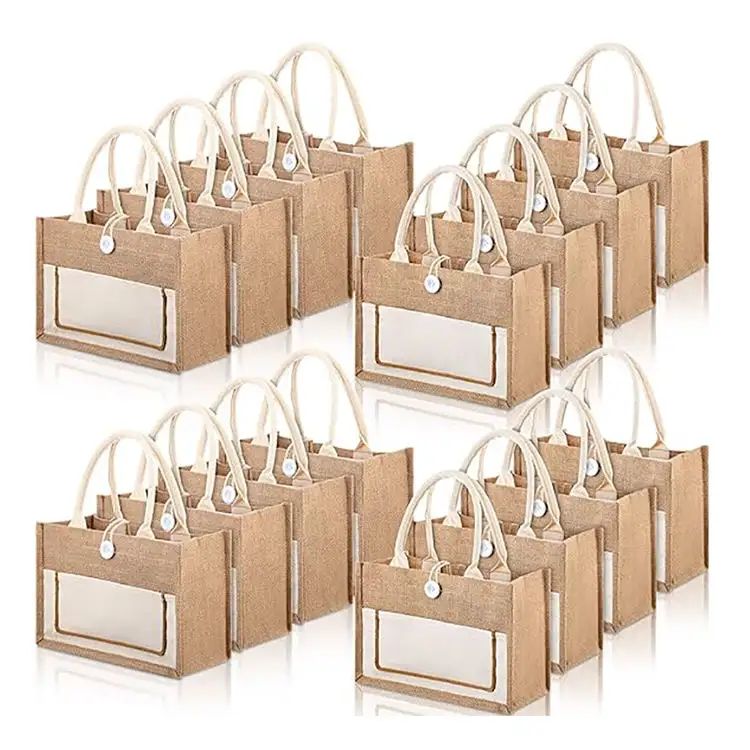 2024 özel logo deri vintage çanta kadın hediyeler ekran baskı doğal jüt İpli çanta tuval tote çanta