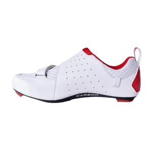 Chaussures de cyclisme Boodun, semelle en fibre de carbone, tige en mesh, blanches, chaussures de triathlon - Product Image 2