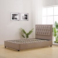 Frap — meuble de chambre à coucher, cadre de lit matelassé en tissu, avec caddie pliable sur le fond, taille Queen/King