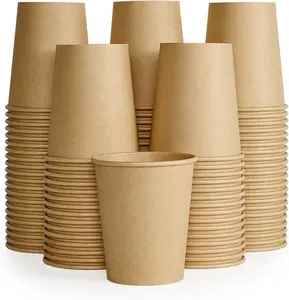 商業、パーティー、ピクニックコーヒー紙コップ、ホット & コールドドリンクカップに適したカスタマイズ可能な印刷ロゴクラフト紙コップ