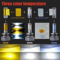 Kits de phares de voiture LED CSP Maidsail en aluminium H123456, 8000 lumens, 100W, 12V, compatibilité universelle, nouveaux phares à trois couleurs