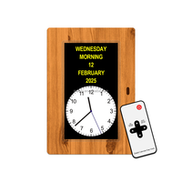 Pro 7 "Jam kalender Digital kayu, jam raksasa orang tua tanggal hari analaog Auto DST pengingat obat Alarm kustom