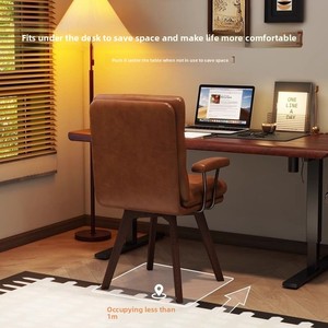 Sedia da Ufficio per Casa, Stile Vintage di Lusso, Design Girevole, Telaio in Legno Massello, <span class=keywords><strong>Poltrona</strong></span> <span class=keywords><strong>Ergonomica</strong></span> Confortevole per Studio e <span class=keywords><strong>Scrivania</strong></span> - Product Image 4