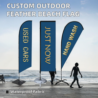 Drapeau de plage promotionnel personnalisé, design plume, durable, imprimé numériquement, polyester, imperméable, portable, respirant, 2,8 m