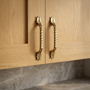 Traditional Brass Cabinet Pull <b>Handle</b> <b>Bar</b> With Rope Design And Floral Ends Durable Furniture Hardware - Product Image 5