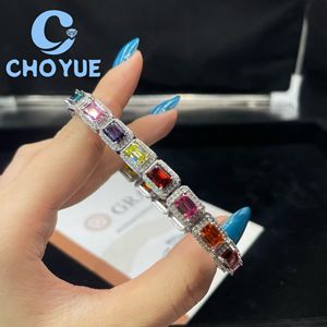 Luxury 925 Sterling Silver Top Quality Color Moissanite Tennis Bracelet with Emerald Cut Hip Hop Jewelry for <b>Men</b> With GRA - Product Image 1