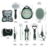 Kit de toilettage pour animaux de compagnie 8 pièces, ensemble de soins pour chiens et chats, brosse de bain, coupe-ongles, ciseaux, peigne anti-poils, bol pliable, sac de rangement