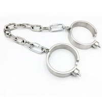 Menottes et entraves de pieds argentées en acier inoxydable pour adultes, avec verrouillage à pression, simples et pratiques, pour jeux de bondage SM homme/femme