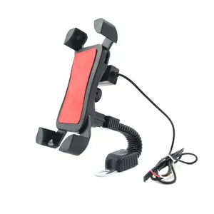 Suporte universal de celular para motocicleta, suporte usb para carregamento para celulares iphone x 8 7 plus s8 s9 s7