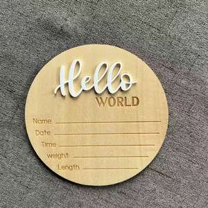 Tableau d'annonce <span class=keywords><strong>de</strong></span> <span class=keywords><strong>naissance</strong></span> en bois Hello World <span class=keywords><strong>pour</strong></span> bébé baptême et décoration <span class=keywords><strong>de</strong></span> chambre d'enfant Photo Prop cadeaux - Product Image 6