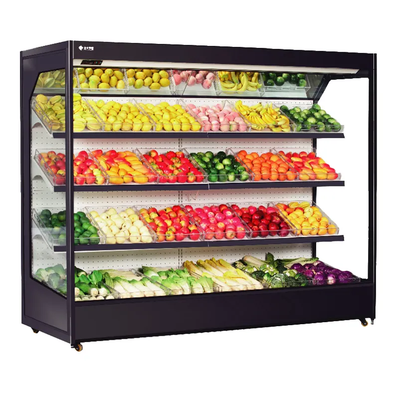 Kimay design moderno exposição vertical refrigerador vidro porta frutas e vegetais comercial refrigerador