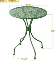 Table basse de jardin en aluminium coulé traditionnelle, durable, résistante à la rouille, aux UV et à l'eau, pour patio et balcon