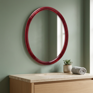 VILLA ULTIMA DELUXE SINGLE <b>MIRROR</b> Ruby Red Oval Minimalist Design <b>Plastic</b> Adjustable Framed Home Decor Wall <b>Mirror</b> - Product Image 2