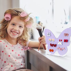 Haute qualité violet papillon en forme acrylique boucles d'oreilles affichage panneau perforé boucle d'oreille cerceau support affichage - Product Image 2