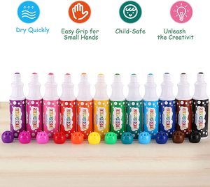 Meilleures ventes : Outils d'apprentissage pour enfants – Super Dots, 12 couleurs, marqueurs de <span class=keywords><strong>bingo</strong></span> pour lettrage artistique, stylos de peinture à points lavables, livres d'activités - Product Image 2