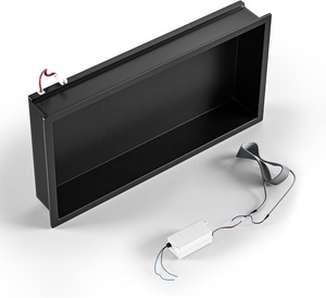 Niches de douche encastrées en acier inoxydable SS304 imperméable de haute qualité, <span class=keywords><strong>niche</strong></span> de salle de bain avec éclairage, <span class=keywords><strong>niche</strong></span> carrelée noire 300x600mm - Product Image 3