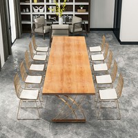 Bureau créatif nordique en bois massif, établi simple et grand personnel, table et chaise de négociation à longue barre pour employés