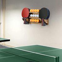 Maßgefertigtes Massivholz Wandmontiertes Tischtennisschläger-Aufbewahrungsregal Heim-Sportausrüstungs-Organizer für Tischtennisbälle