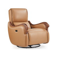 Fauteuil inclinable électrique moderne pour une personne, en cuir véritable, extensible, avec massage intelligent, fonction bascule et rotation, pour salon