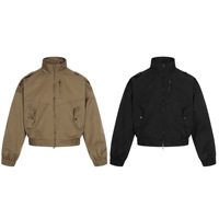 Veste bomber courte et large de style rétro américain 11KN, unisexe, streetwear, kaki, haut de gamme, col montant ample, vêtement de travail