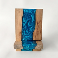 Support de téléphone en bois en résine époxy détachable, style Océan 3D créatif, support de bureau en bois pour téléphone portable et tablette