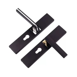 Manija de Puerta Moderna de Aluminio Estilo Continental con Placa Antirrobo y Cerradura Silenciosa para Puerta Interior, Herraje de Seguridad para Dormitorio - Product Image 1