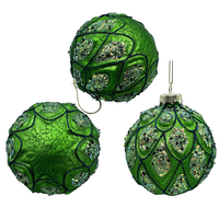 Pendentif boule en verre vert personnalisable, fabriqué à la machine, pour décoration de Noël/de fête, idéal pour la maison et les événements, respectueux de l'environnement