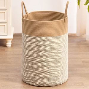 Panier à linge pliable, panier à linge féminin, panier à couverts tissé, grand panier de rangement en jacinthe de bois, 12X12, tissu PP - Product Image 5