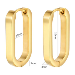 <span class=keywords><strong>Orecchini</strong></span> Statement per Donne, Cerchi <span class=keywords><strong>Rettangolari</strong></span> Placcati Oro 14k, <span class=keywords><strong>Orecchini</strong></span> in Acciaio Inossidabile, Gioielli Trendy 2024, Idee Regalo - Product Image 2