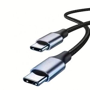 65W Nylon Braided USB <b>Type</b> <b>C</b> to <b>Type</b> <b>C</b> <b>Cable</b> Super Fast <b>Charging</b> Data <b>Cable</b> for Mobile Phones and Smart Watches - Product Image 1
