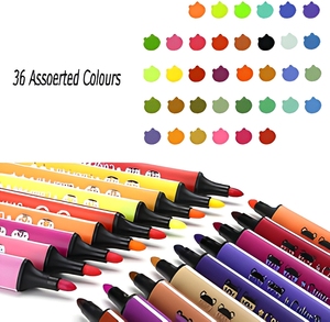 Marqueurs d'aquarelle lavables 36 couleurs Pointe moyenne Kit de stylos de coloriage artistique avec étui de rangement pour le gribouillage et la <span class=keywords><strong>calligraphie</strong></span> pour adultes - Product Image 2