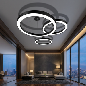 Modern Round LED Pendant Light Double Ring <b>Hanging</b> Lamp <b>White</b> Ceiling Fixture for Office Mall Store - Product Image 5