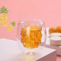 Tasse en verre à Double paroi en forme d'ananas, directement à l'usine, tasse en verre à Double paroi en forme d'ananas