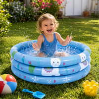 Piscine gonflable ronde à 3 anneaux en PVC imprimé de dessins animés pour tout-petits, utilisation en extérieur dans le jardin