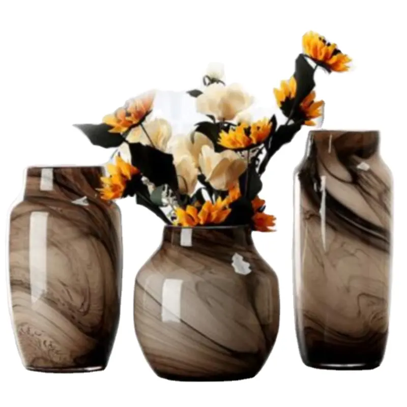 Vaso de vidro colorido smoky, vaso para decoração de casa