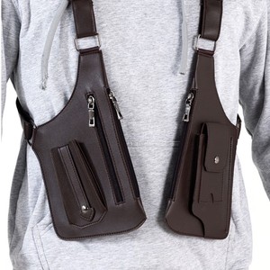 2025 Bestseller Vintage Wasserdichte PU Utility Tragbare Waffenweste Unisex Casual Handy Diebstahlsichere Crossbody Leder-Geschirrtasche - Product Image 3