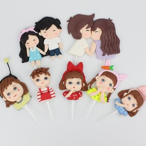 Soft Clay Princess Girl Polymer Clay Couple Anniversary Boy And Girl Cake Toppers Birthday Decoration Handmade - Product Image 1