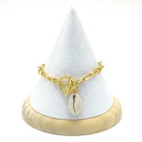 Bestone joyería de moda 18K chapado en oro mosquetón Curb-pulsera de cadena con concha