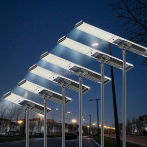 Lampadaire solaire LED extérieur en acier galvanisé de qualité supérieure, prix d'usine, intégré IP65 80W 100W - Product Image 1