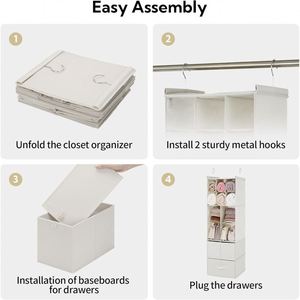 Organisateur de placard suspendu non tissé à 12 niveaux, grande étagère de rangement pliable avec 2 crochets robustes, organisateur de garde-robe, vente en gros d'usine - Product Image 4