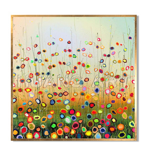 Dipinto a mano cerchio acrilico tela pittura Decor moderno coltello astratto Texture pittura a olio Wall Art fiore paesaggio immagine - Product Image 1