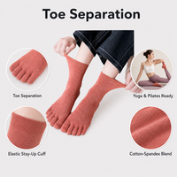Chaussettes mi-mollet cinq doigts pour femmes OEM, en mélange coton-élasthanne, élastiques, à doigts séparés, pour le yoga, le fitness et le quotidien, conception personnalisée