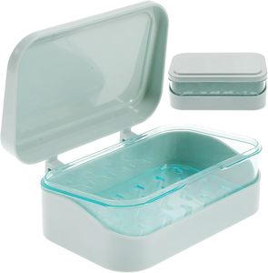 Creative Luxury Household Travel Soap Storage Box Double-Layer Plastic Soap <b>Rack</b> with Light Opening Wall <b>Shelves</b> Bathroom Toilet - Product Image 1