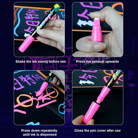 Marqueur Fluorescent Effaçable pour Tableau Lumineux, Stylo LED 8 Couleurs, Tableau d'Affichage Lumineux, Graffiti, Tableau Noir, Soluble dans l'Eau, Sans Poussière, pour Verre