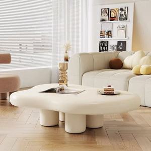 Tavolino da Caffè Moderno per Piccoli Appartamenti, Colore Crema, Design Contemporaneo, in Vetro, per <span class=keywords><strong>Soggiorno</strong></span>, Arredamento Casa, Disponibile in Diverse Misure - Product Image 3