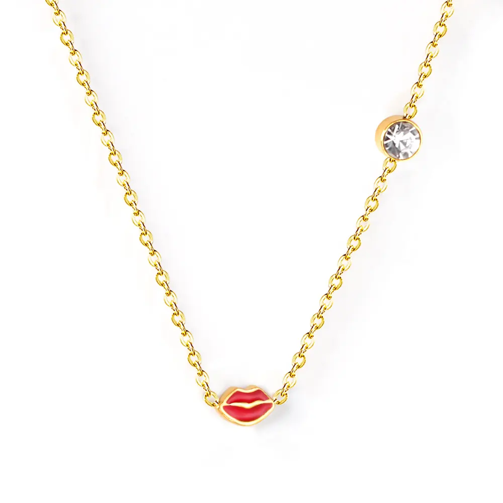 Винтажное ожерелье с подвеской розовое ожерелье в форме сердца в форме губ золотое ожерелье из Дубая 14 карат для женщин и детей