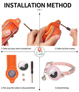 विरोधी खोए हुए लचीले वाटरप्रूफ मखमली पु चमड़े के gps ट्रैकर एयरटैग धारक बिल्ली कॉलर - Product Image 3